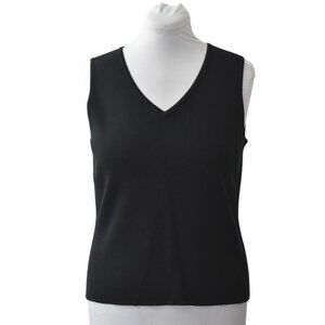 World Republic Knit Sweater Top Womens XL Black Eyelet V Neckline Sleeveless